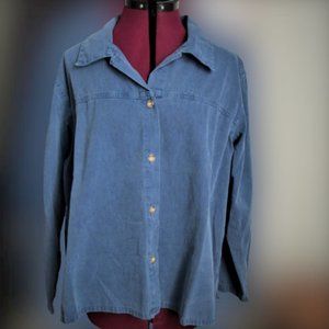 Bay Street Boxy 100% Cotton Blue Utility Shirt